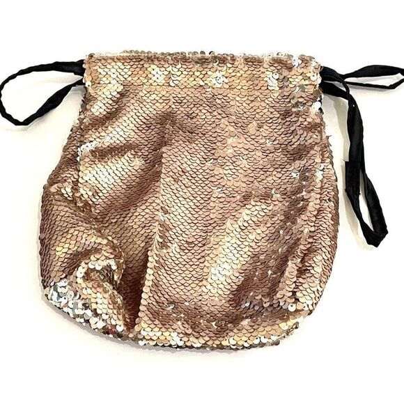 Sequined Makeup Bag Rose Gold Drawstring Pouch Limited Edition Lot of 6 Girls - Picture 14 of 16